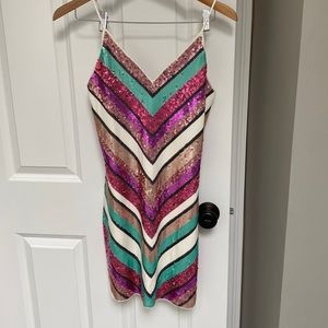 Express Sequin V-neck Dress, size S